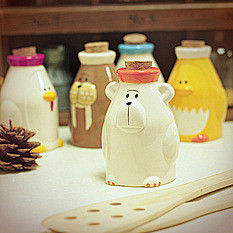 极地动物卡通厨房陶瓷调料罐-北极熊