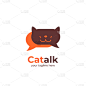 cat talk logo for forum community or chat app cat