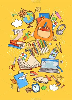 回到学校竖旗。涂鸦风格。