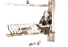 长椅上的女子图片下载