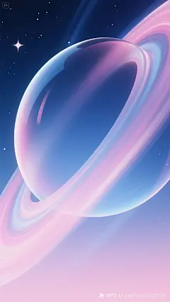 jimeng-2025-07-04-3307-磨砂玻璃质感的 3D 动态宇宙蓝粉渐变，壁纸，柔和细腻，获奖壁纸作品