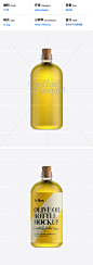 11778 Olive Oil Bottle W/ Cork Stopper Mockup 透明玻璃橄榄油软木塞密封储存罐产品包装样机展示效果 yellow images
