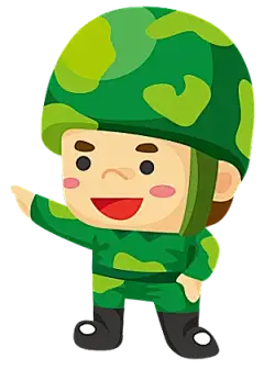 军人卡通迷彩服战士手绘解放军手绘素材