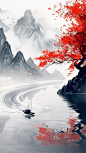 中国风山水背景素材图
