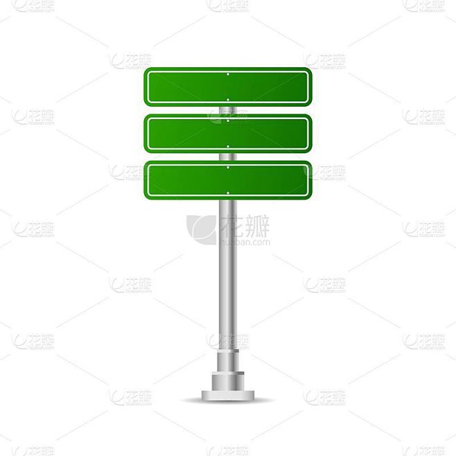 逼真的绿色街道和道路标志。城市说明向量。街道交通标志孤立，指示牌或方向指示牌形象