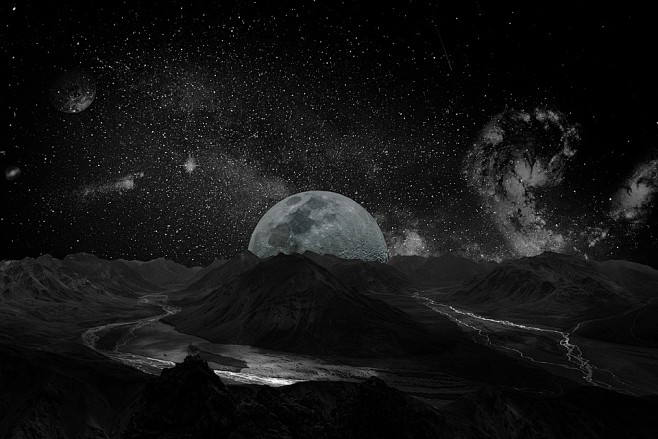 月球, 宇宙, 空间, 银河系, 背景,...