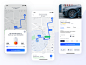 Navigator App for Electric Cars charging station route battery illustration notification trip ride automotive power app mobile poi electric car map navigation navigator ux ui ios