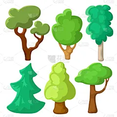 夏天,剪贴画,卡通,自然,高雅,矢量,地形,白色背景,绿色,树