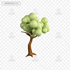 卡通树,树,卡通树c4d,c4d卡通树,