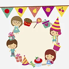 卡通生日快乐贺卡装饰横幅高清素材 卡通 可爱 插画 时尚 横幅 清新 生日 生日横幅 韩版 平面广告 设计图片 免费下载