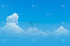 清澈的蓝天和纯白色的云和文字空间