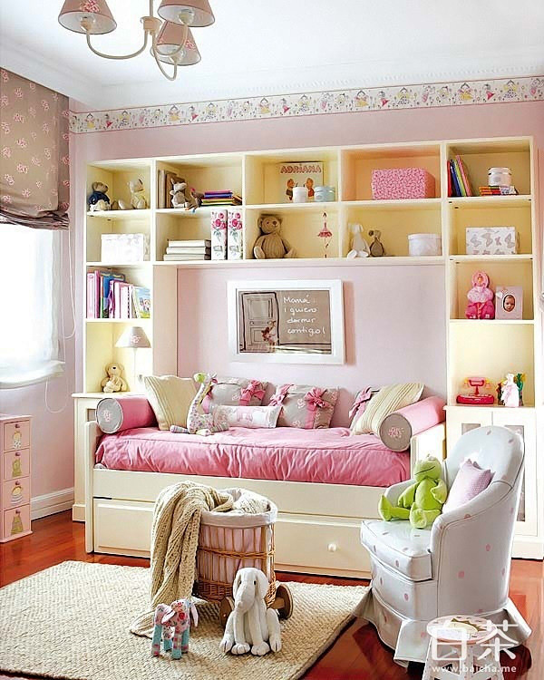 粉红儿童房装修案例，给你家的小宝贝一个惊...