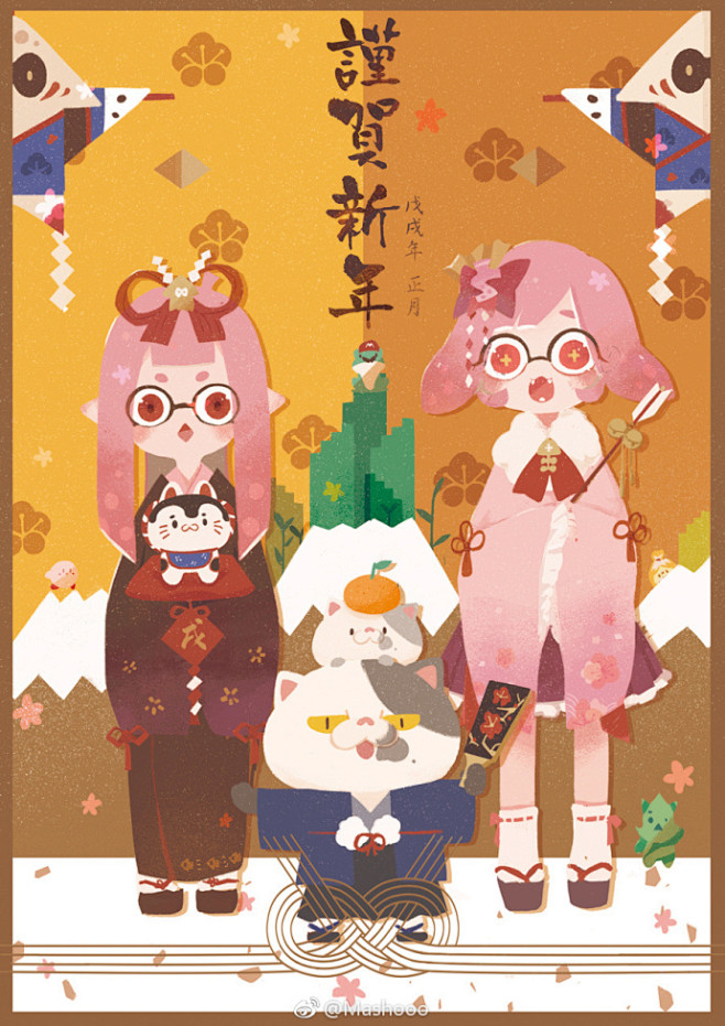 #年贺 今年份的年贺明信片！！希望新年大...