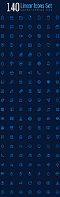 140 Linear Icons vector set - download free : Set of linear icons. Business and finance, web, media, photos and videos, office… 