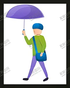打伞男人 【酷图网】打伞男人,手绘男孩,卡通男孩,男孩,动画男孩