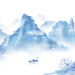 中国风手绘水墨风景山水画