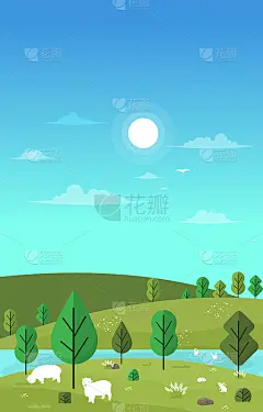 山塘秀美夏日乡村自然景观观景卡