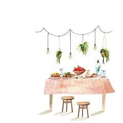餐桌绿植 淡彩水色 手绘家居 家居小景插图插画设计PSD餐桌|绿植|淡彩|水色|手绘|小景|插图