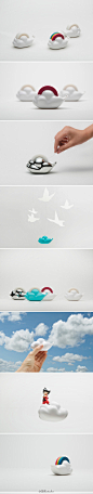 [【创意生活】云朵胶带座] 由韩国设计所gongdreen打造的云朵胶带座，能令你办公时心情愉悦，提升效率，小清新必备哦。