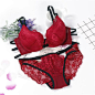 lingerie woman underwear sexy set transparent bra sets red