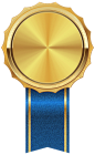 Gold Medal with Blue Ribbon PNG Clipart Image