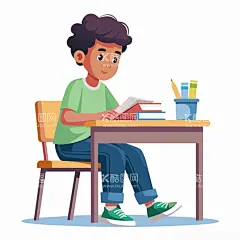学生看书元素  - 源文件下载【酷图网】学生,看书,元素,装饰,背景,壁纸,设计,卡通,矢量,校园,生活,认真,学习
