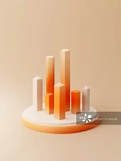 【AI数字艺术】橙色3D柱状图金融图标图片素材