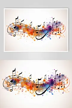 AI数字艺术音乐乐符乐谱元素插画