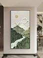 侘寂风玄关装饰画竖版背有靠山肌理画入户门走廊过道壁画风景挂画-tmall.com天猫