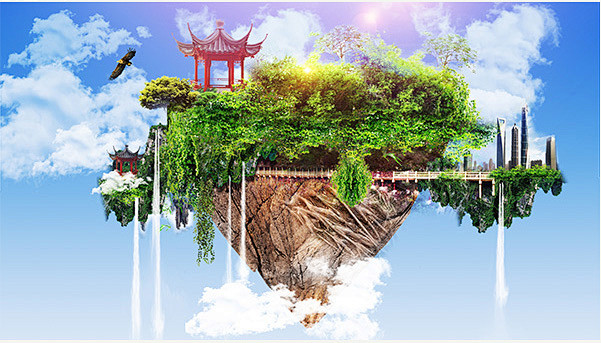 创意悬浮山设计psd素材下载创意悬浮山设计psd素材下载天空图片天空