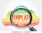 TEMPLATE word cloud with magnifying glass, business concept