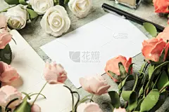 文字,在之间,华丽的,周年纪念,请柬,贺卡,清新,墨水笔,信封,无人迹