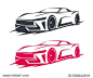 Tuning car logos, emblems, badges, labels, marks and design elements. Graphic art. Illustration.