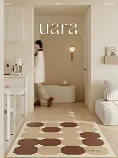 UARA北岛方砖地垫入户门垫门口玄关脚垫高级感可擦洗防滑皮革地毯-tmall.com天猫