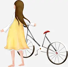 手绘春天踏青女孩单车高清素材 单车 女孩 春天 踏青 免抠png 设计图片 免费下载