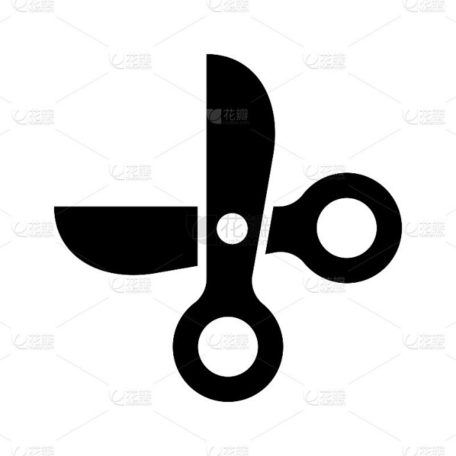 剪子图标黑色剪影符号切割工具矢量插图素材-花瓣网