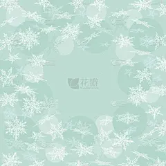 蓝色的冬天背景与雪花。向量