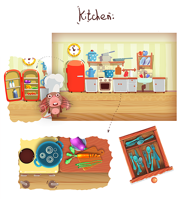 tiny kitchen and bak...