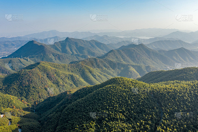 中国浙江莫干山竹林鸟瞰图