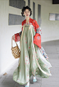 花朝记｜丽人行｜春夏汉服唐风复原团花刺绣印花双色对襟衫齐胸裙-淘宝网