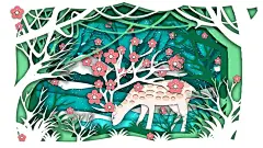 唯美森林麋鹿插图创意海报