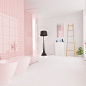 粉色陶瓷马赛克 浴室地面墙面防滑 女孩房粉色装修 家装主材瓷砖