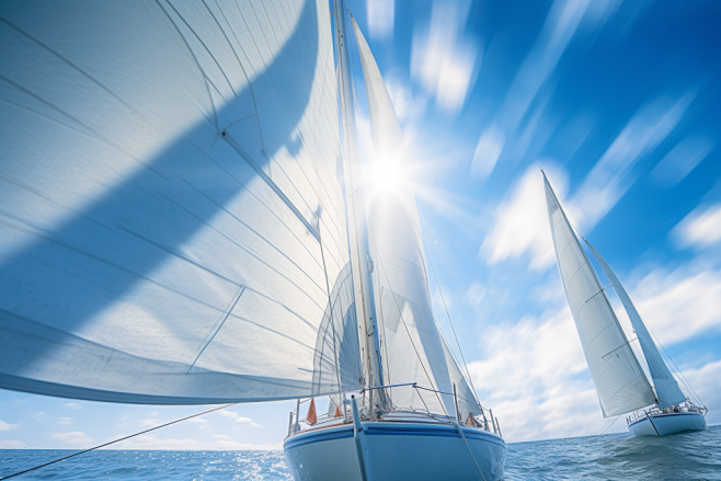 夏季夏日海上风光乘风破浪帆船摄影图