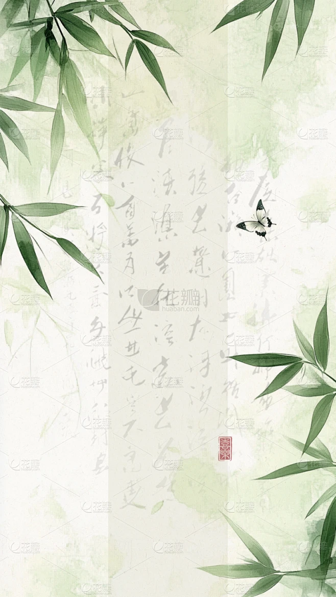 常规中国风通用古风植物书法背景素材-花瓣网