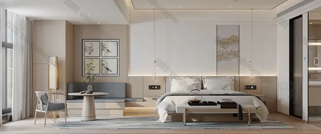 【现代酒店客房3d模型】建E网_现代酒店客房3d模型下载[ID:101732085]_打造3d现代酒店客房模型免费下载平台-花瓣网