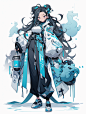 AI二次元插画人物素材 赛博卡通角色概念设定 游戏原画设计参考-淘宝网