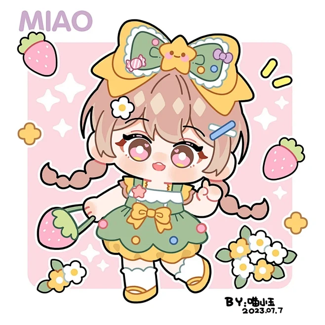 湿糊画的可爱小女孩