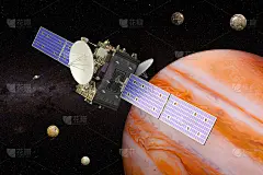 环绕木星的太空探测器，3D渲染