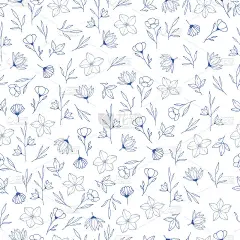 无缝图案与蓝色手绘花。矢量插图。