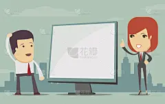 展板上的女商人